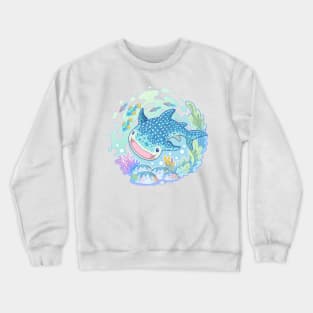 cute whale shark cartoon character design Crewneck Sweatshirt